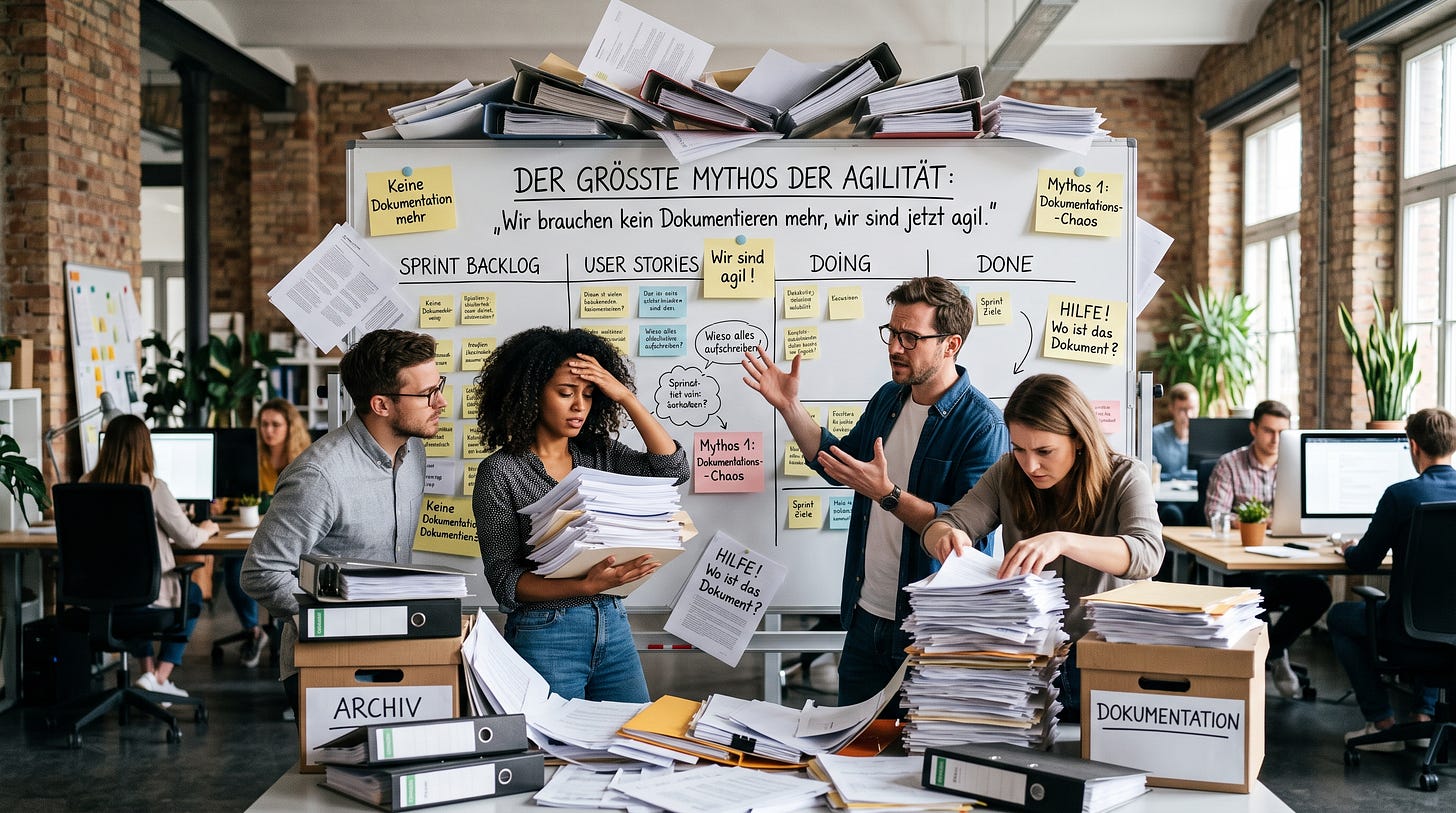 Dokumentation in agilen Teams: Warum «agil» nicht «keine Doku» heisst, was der Mythos kostet und wie du das richtige Mass findest. Dokumentation in agilen Teams: Warum «agil» nicht «keine Doku» heisst, was der Mythos kostet und wie du das richtige Mass findest.