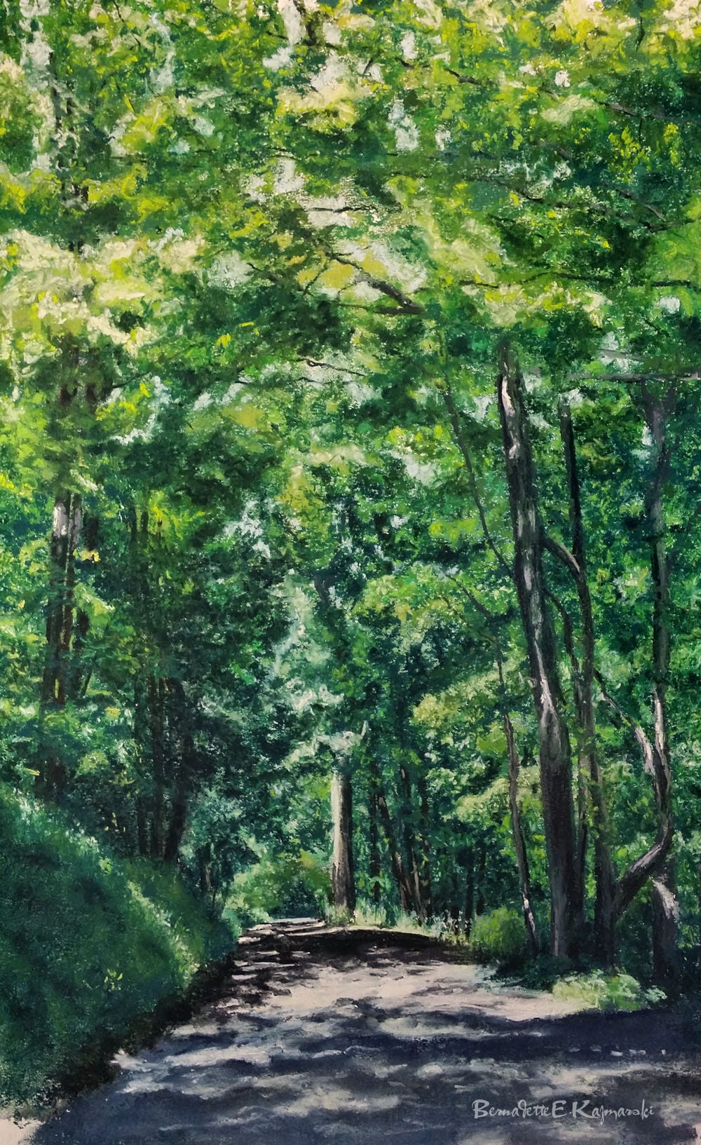 “A Bend in the Road”, pastel, 14″ x 22″, 2014 © Bernadette E. Kazmarski
