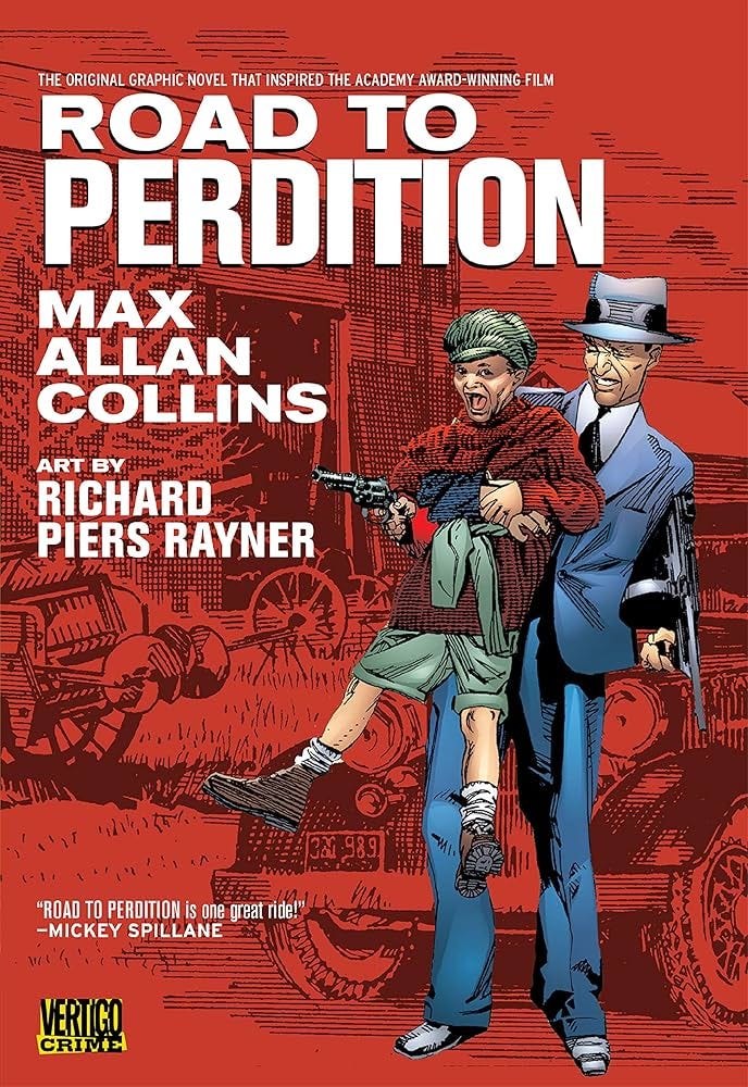 Cover images of the following comic books A History of Violence, Sin City, Ciudad (Extraction) and Road To Perdition.