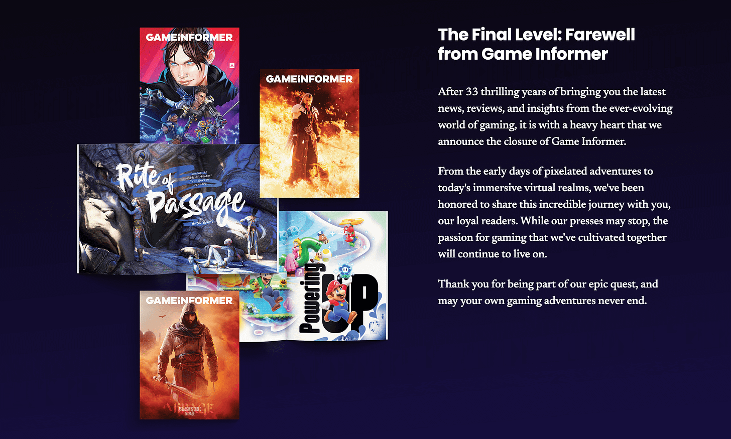 Game Informer's farewell message