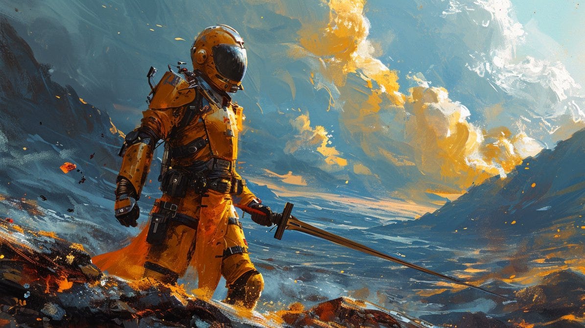 dieselpunk wallpaper | traditional manga style | a paladin in fighting pose | golden palette --s 750 --ar 16:9 --v 6.0 dieselpunk wallpaper | traditional manga style | a paladin in fighting pose | golden palette --s 750 --ar 16:9 --v 6.0