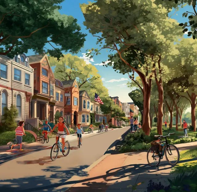 Picture of dense walkable community Picture of dense walkable community