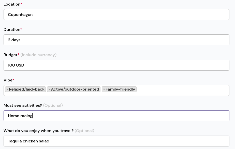 GetAIway input options
