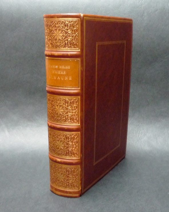 Leather bound first edition of the novel Alraune by Hanns Heinz Ewers