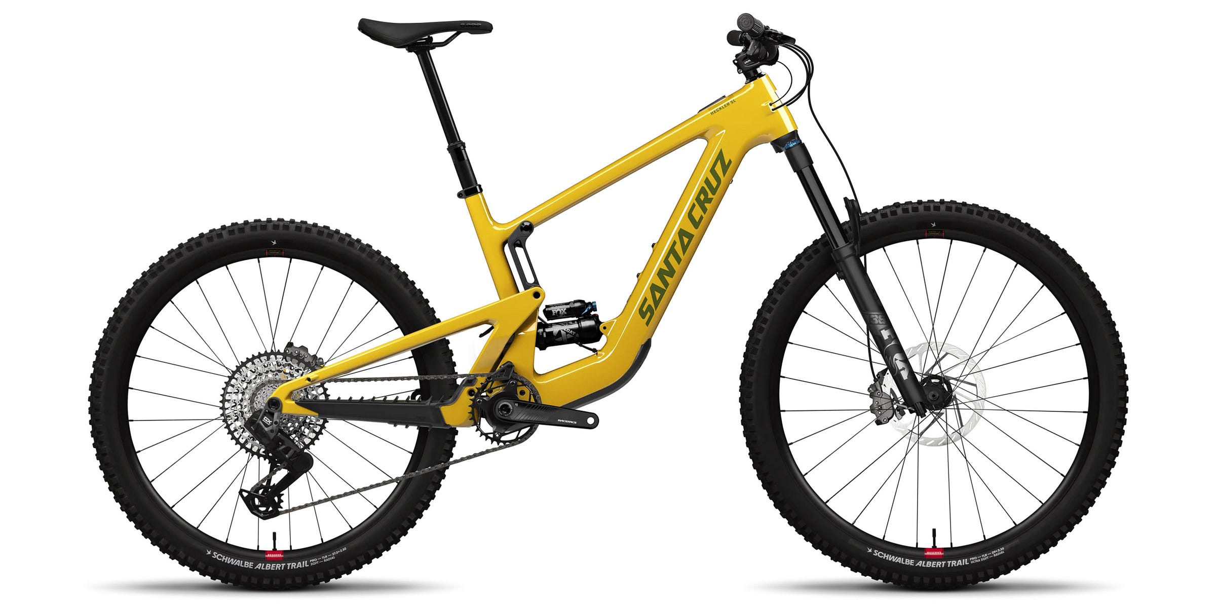 yellow Santa Cruz Heckler SL on white background 