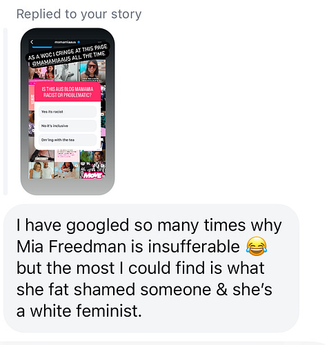 DMs from Unlearning Shit Re: Mia Freedman