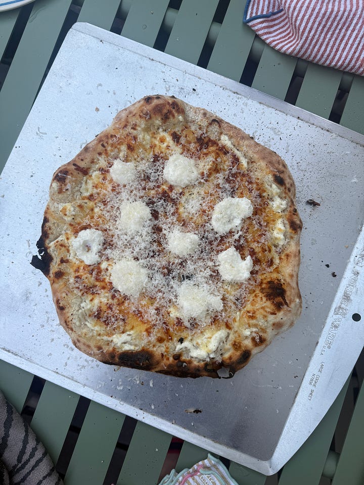 pizzas in backyard with ooni