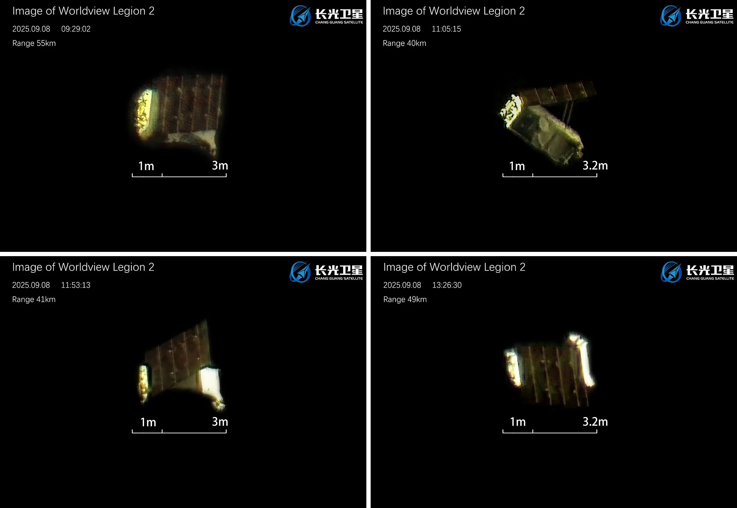Maxar’s WorldView Legion 2 satellite as seen by a Jilin-1 spacecraft. Maxar’s WorldView Legion 2 satellite as seen by a Jilin-1 spacecraft.
