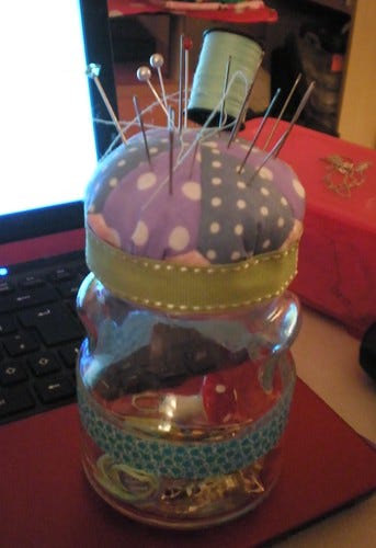 Pin Cushion Jam Jar Pin Cushion Jam Jar