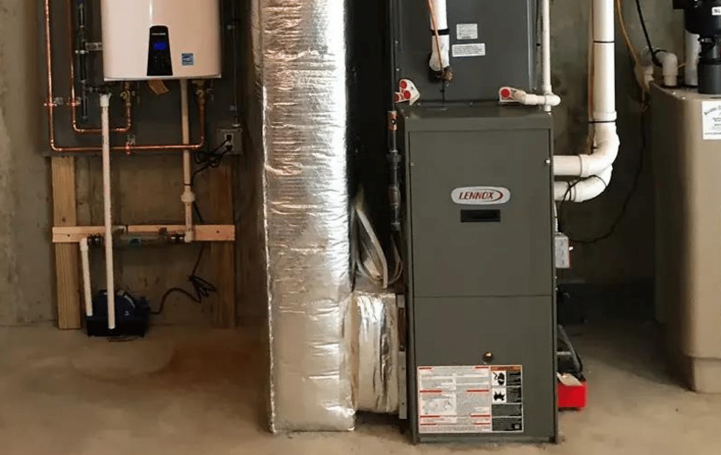 Furnace wih ductwork in basement