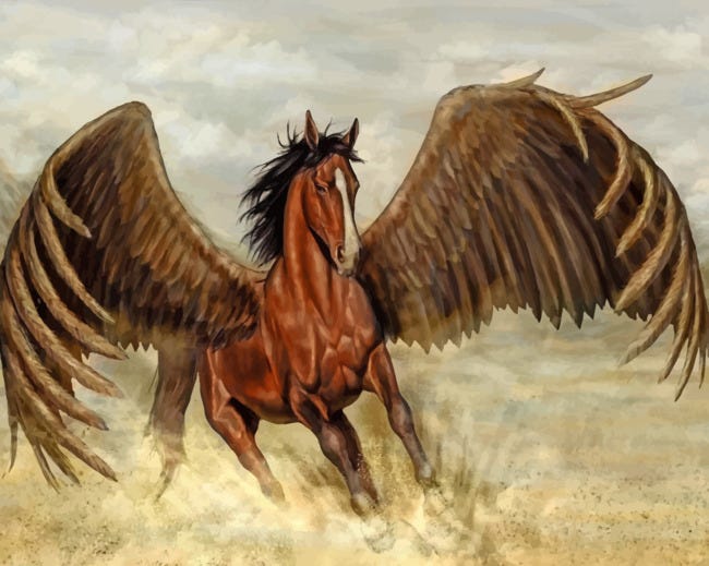 Brown Winged Horse Paint By Numbers - Numeral Paint Kit