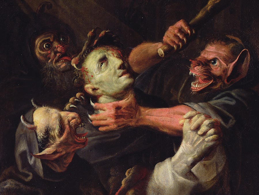 The Blessed Guillaume de Toulouse Tormented by Demons Painting by Ambroise  Fredeau - Fine Art America