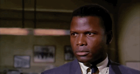 Syndey Portier as Virgil Tibbs in In the Heat of the Night, delivering his famous line, "The call me Mr. Tibbs!"
