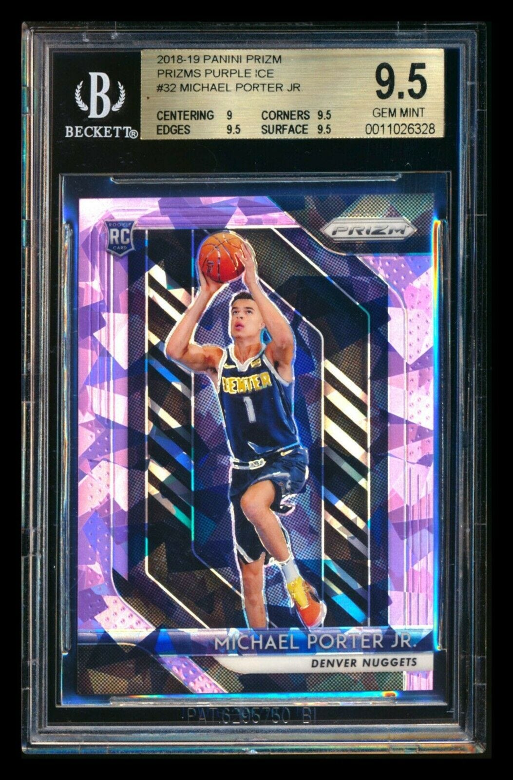 Image 1 - 2018-19-PANINI-PRIZM-32-MICHAEL-PORTER-JR-RC-PURPLE-ICE-ROOKIE-SP-149-BGS-9-5