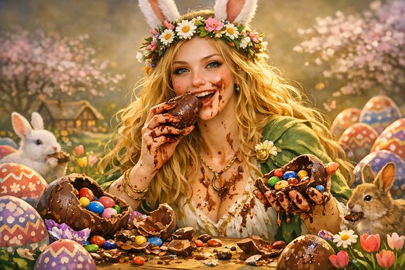 messy eating chocolate Easter eggs messy eating chocolate Easter eggs
