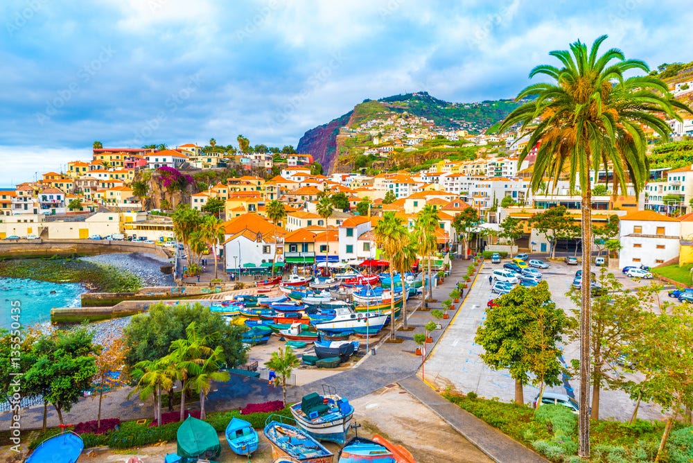 Poster Vue panoramique sur Câmara de Lobos - île de Madère, Portugal –  Tableau | Europosters