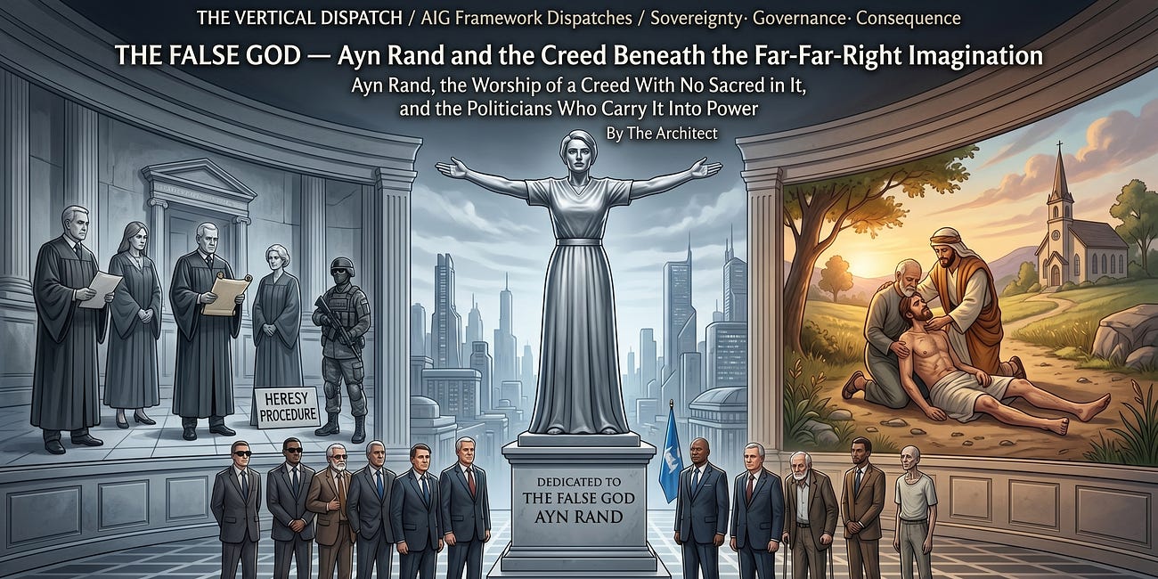 THE FALSE GOD — Ayn Rand and the Creed Beneath the Far‑Far‑Right Imagination