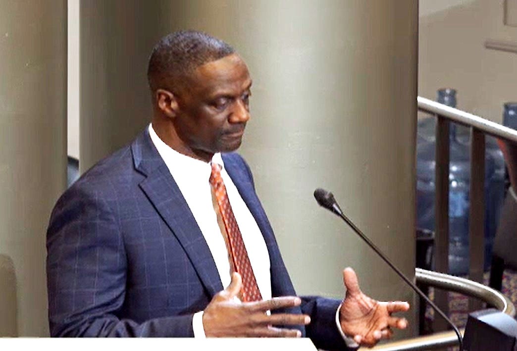 Oakland police chief Floyd Mitchell, expressing his frustration with the impacts the Police Commission has had on police officers’ ability to do their jobs effectively, January 10, 2025. (Image source: City of Oakland)