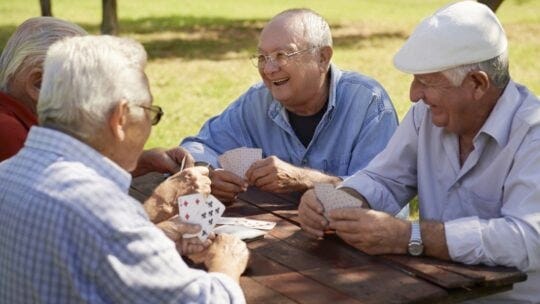 Old people with friends