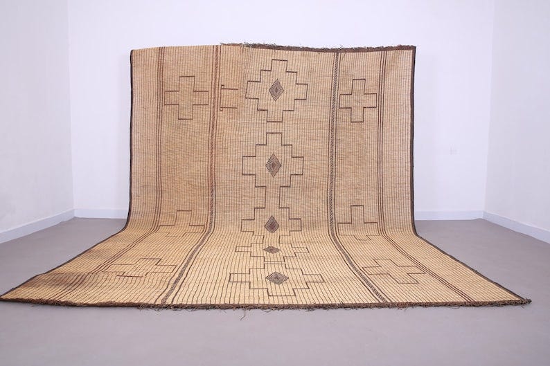 Vintage African Craft, Tuareg Culture, Bohemian Decor, Old Handmade Mat, Global Artisans, 300 x 394 Cm, Free Shipping image 1 Vintage African Craft, Tuareg Culture, Bohemian Decor, Old Handmade Mat, Global Artisans, 300 x 394 Cm, Free Shipping image 1