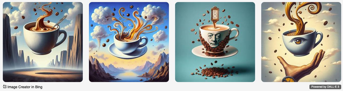 Image Creator in Bing of coffee cup