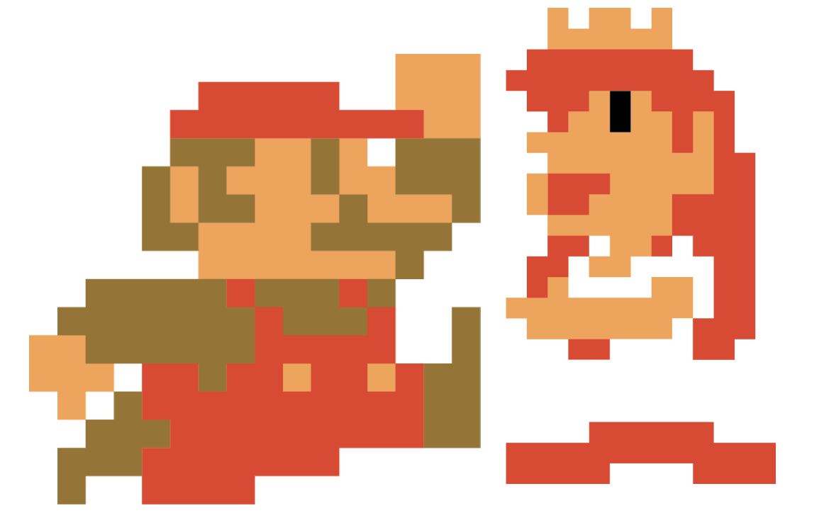 Super Mario rescues Princess Toadstool