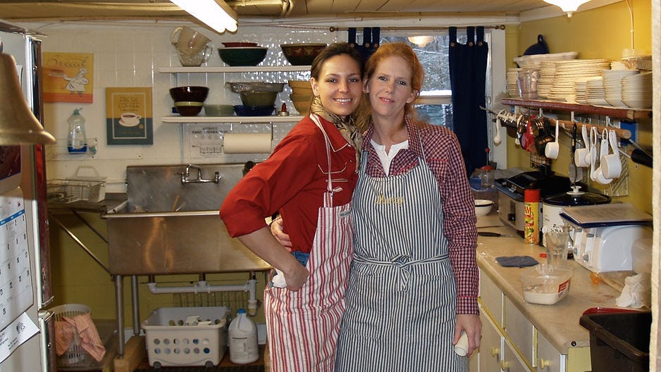 Joey Feek and Marcy Gary in the kitchen at Marcy Jo's when if first got started. 