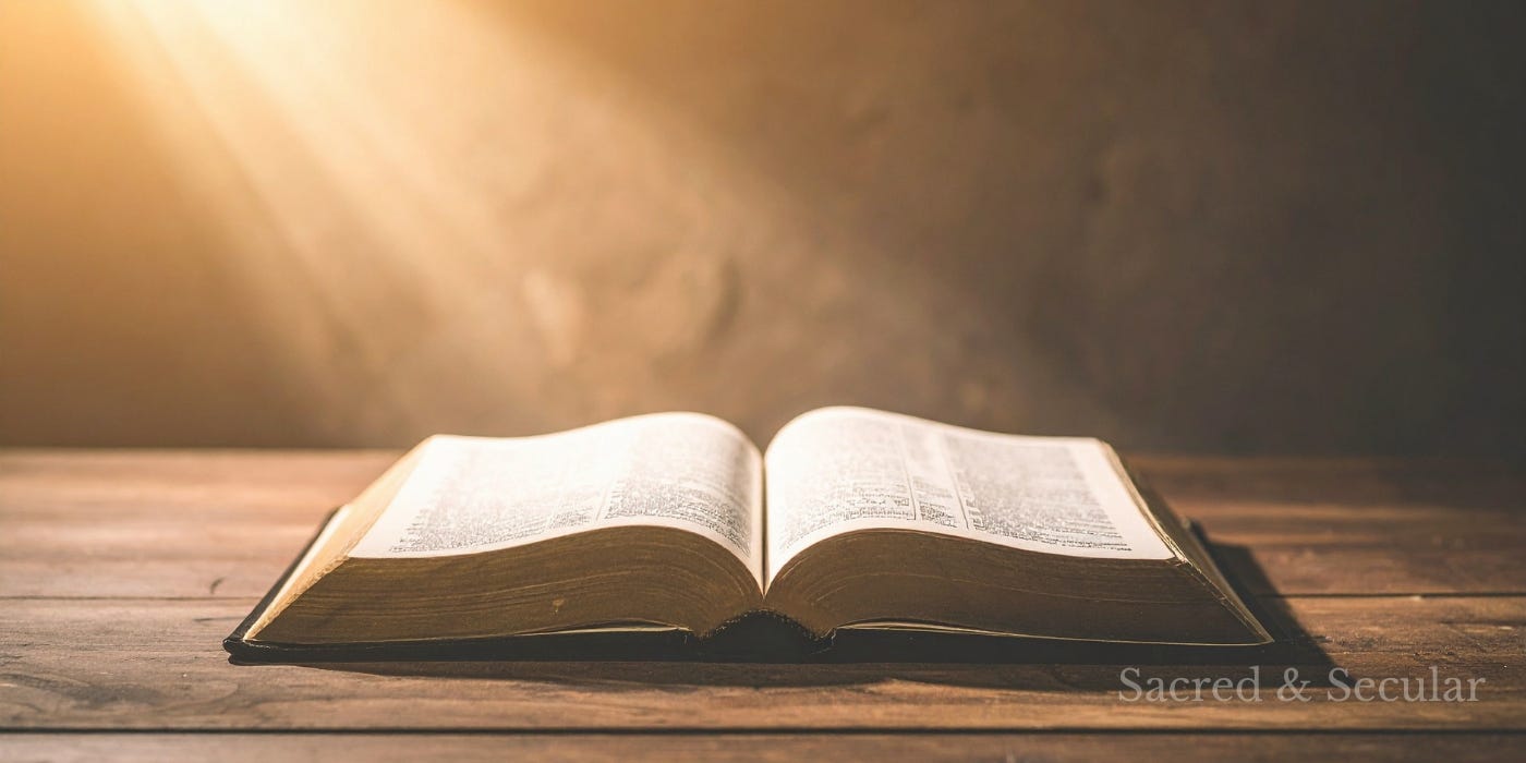 An open Bible with its pages spread flat, showing printed biblical text. The image reflects the long history of Scripture being copied, preserved, translated and passed down through generations. An open Bible with its pages spread flat, showing printed biblical text. The image reflects the long history of Scripture being copied, preserved, translated and passed down through generations.