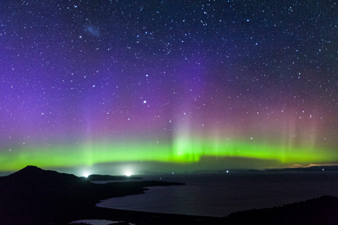 Aurora Australis Southern Lights photographed from Mt Atmos in the freycinet national park tasmania by gary compton
