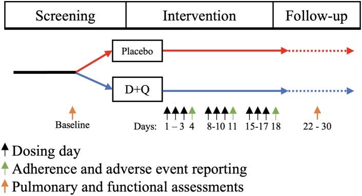 Senolytics dasatinib and quercetin in idiopathic pulmonary fibrosis: results of a phase I, single-blind, single-center, randomized, placebo-controlled pilot trial on feasibility and tolerability dasatinib and quercetin