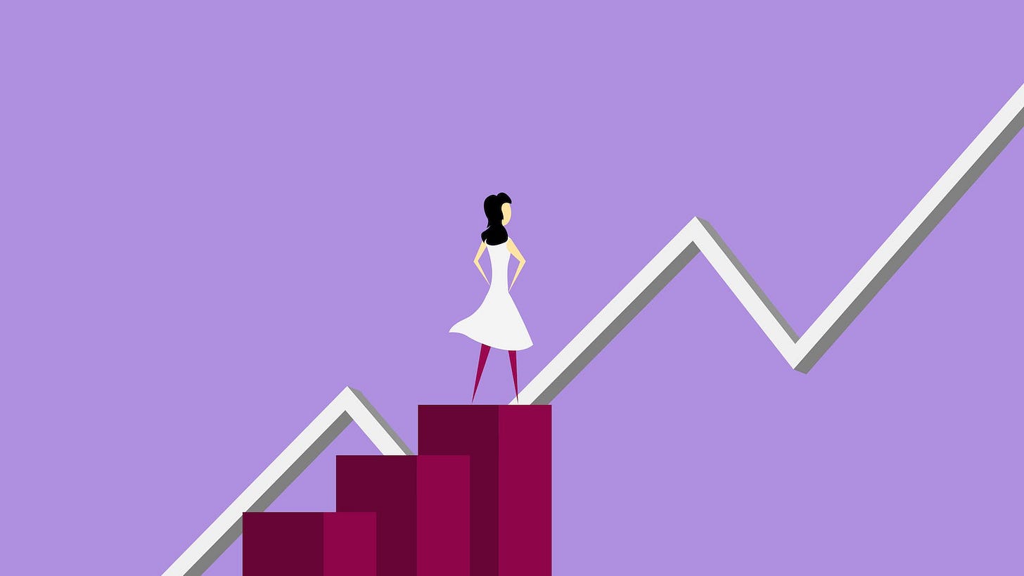 illustration of woman analyzing financial line graphic illustration of woman analyzing financial line graphic