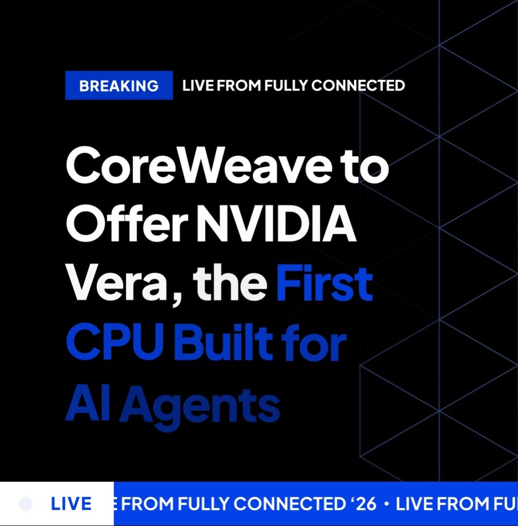 CoreWeave to offer NVIDIA Vera, the first CPU built for AI agents CoreWeave to offer NVIDIA Vera, the first CPU built for AI agents