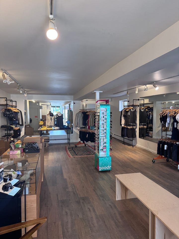 Exterior and interior photos of the shop