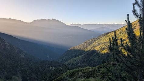First climb of the stage and sunsrise