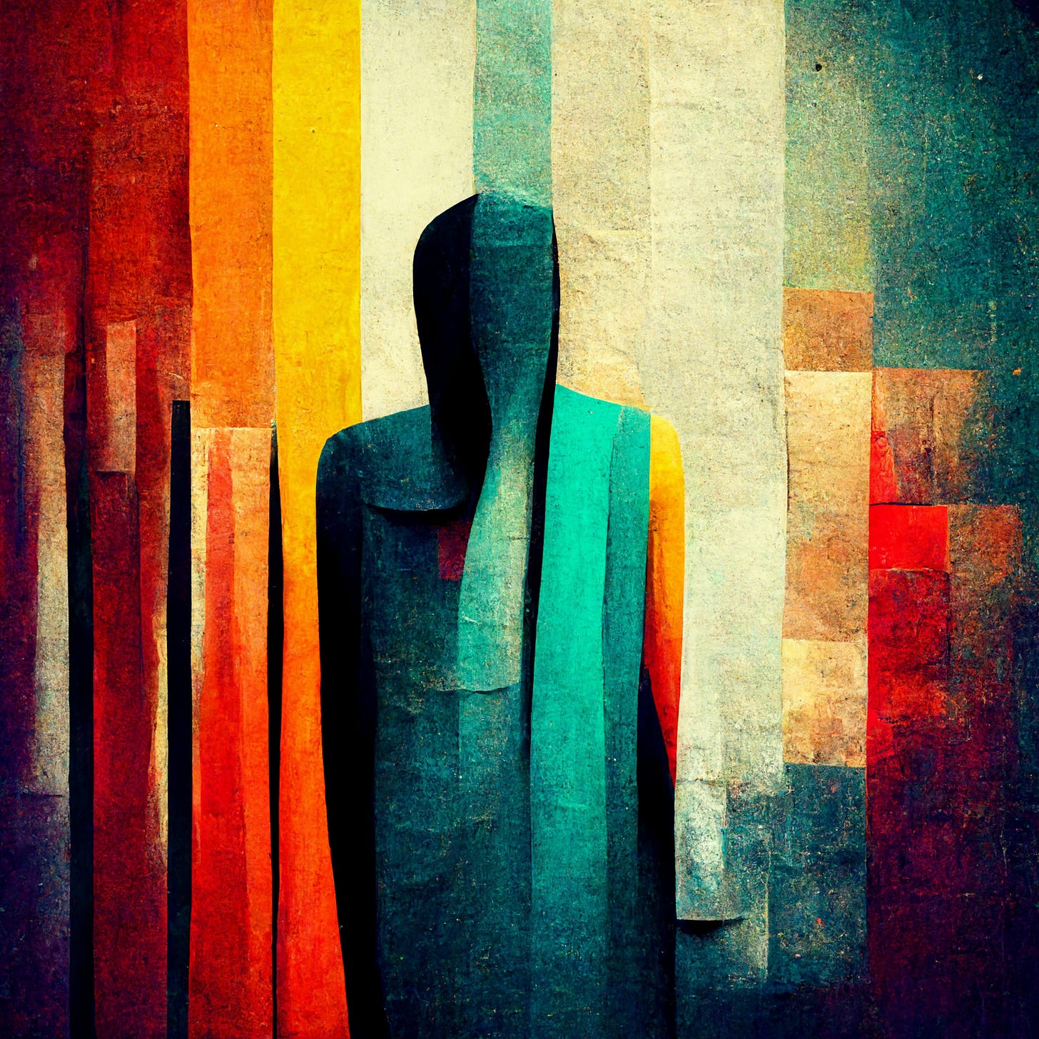 Colorful abstract painting of an imposter