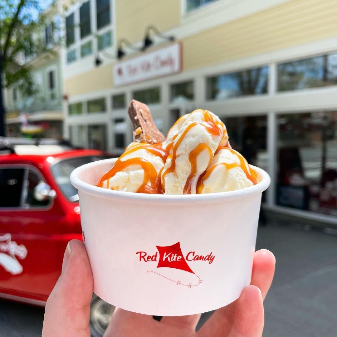 Photo by Red Kite Candy in Hanover, New Hampshire. May be an image of dessert and text that says 'FVS Red Kite Candy'.