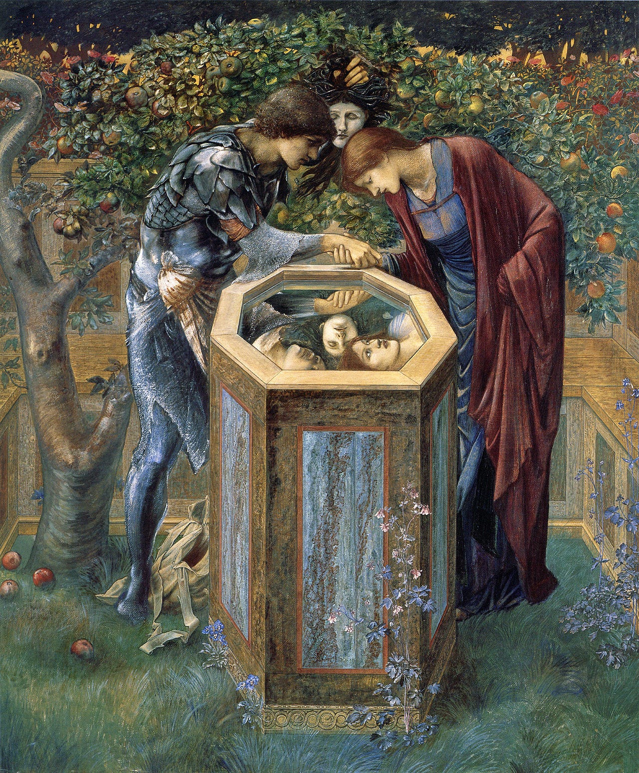 Perseus and Andromeda looking at Medusa in a well Perseus and Andromeda looking at Medusa in a well