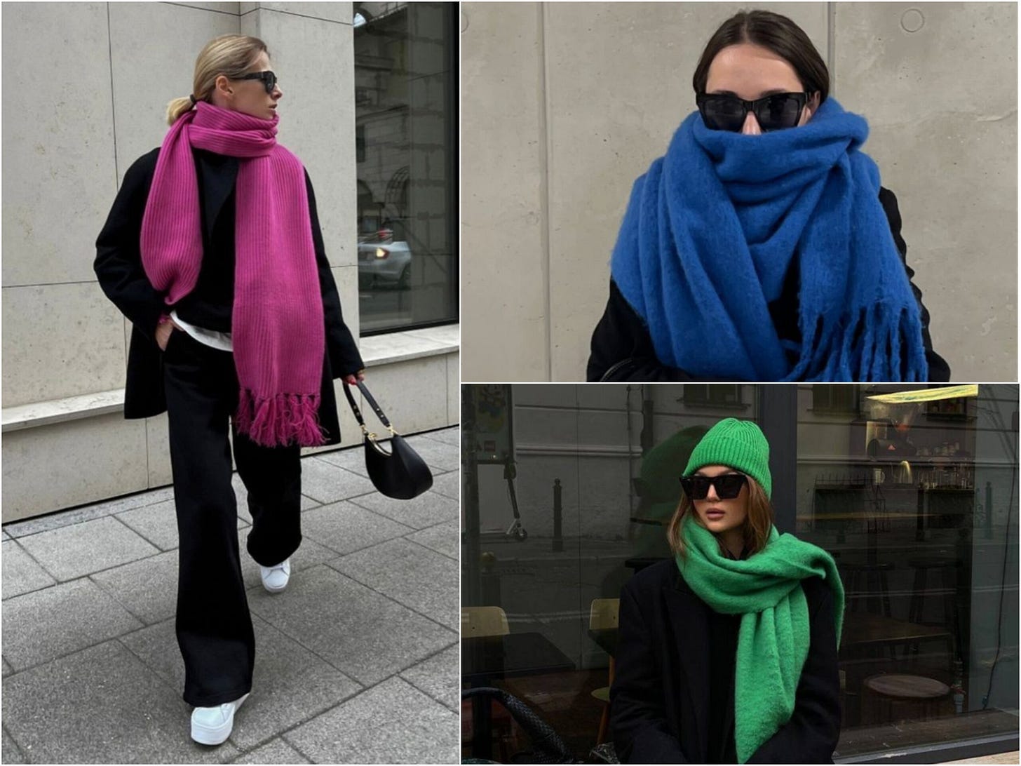 colaj cu tinute neutre si fulare colorate