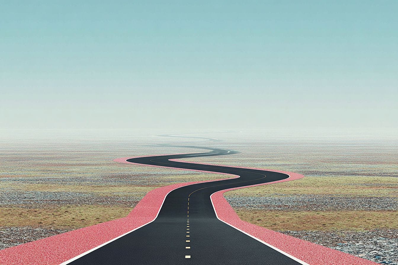 illustration of a paved road through an empty field illustration of a paved road through an empty field