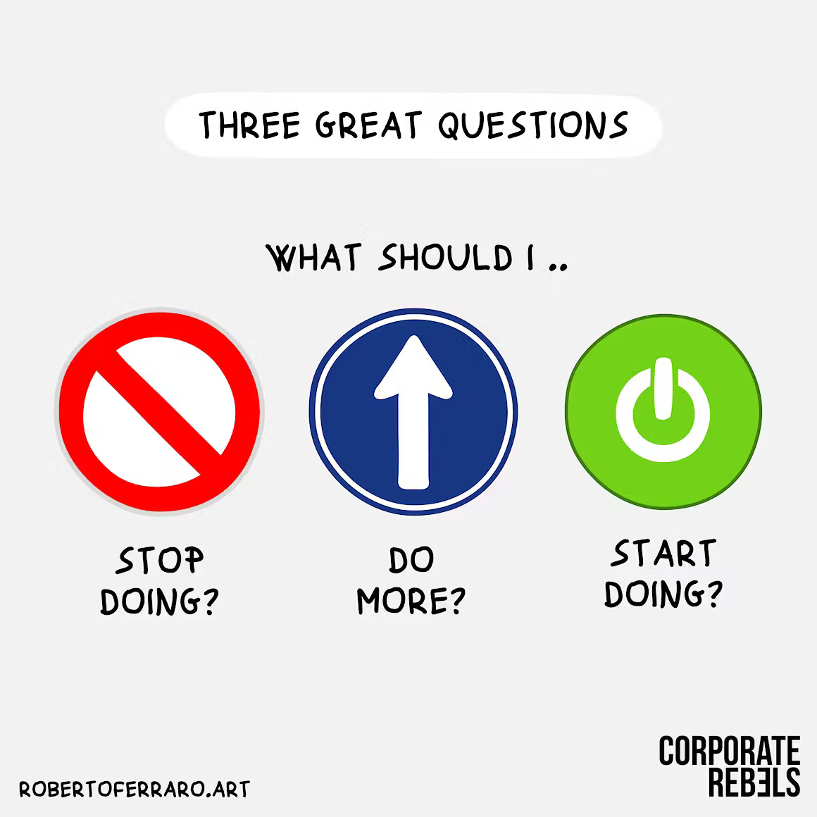Three great questions. What should I stop doing? Do more? Start doing?