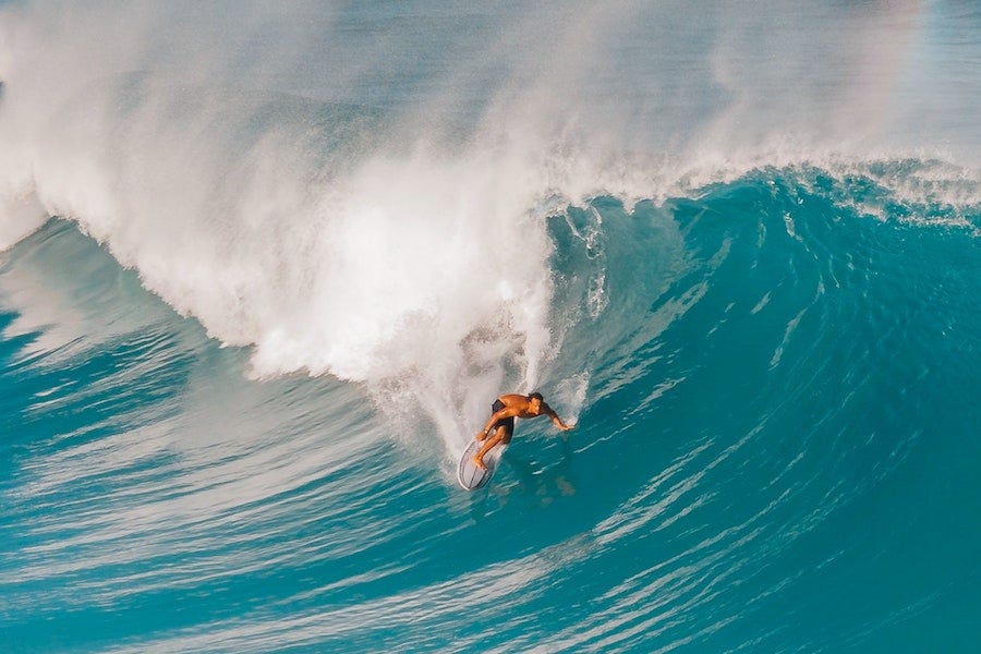 Man surfing big wave