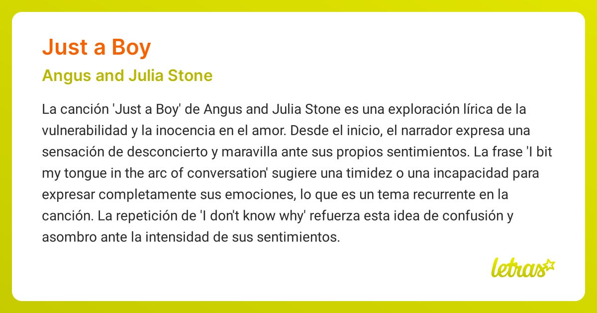 Significado de la canción JUST A BOY (Angus and Julia Stone) - LETRAS.COM