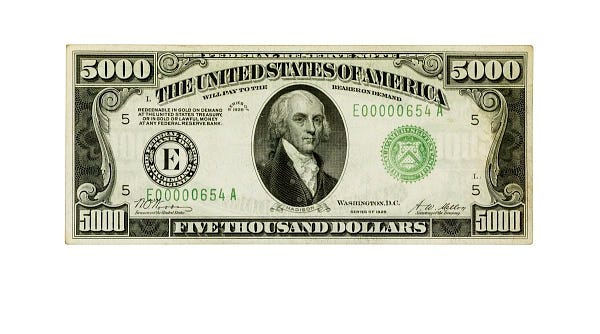 5,000 Dollars, Federal Reserve Note, United States, 1928 | National Museum  of American History