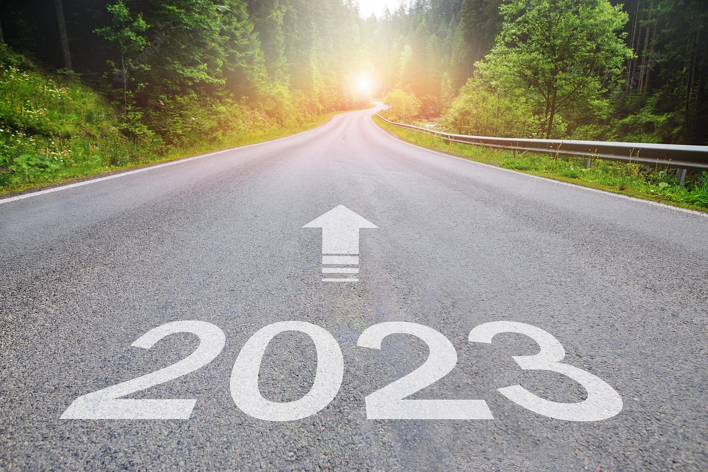 Premium Photo | 2023 concept photo of asphalt road 2023 year calendar cover with summer forest and road optimistic landscape with sun dawn on road ahead new year banner template scenic road Premium Photo | 2023 concept photo of asphalt road 2023 year calendar cover with summer forest and road optimistic landscape with sun dawn on road ahead new year banner template scenic road