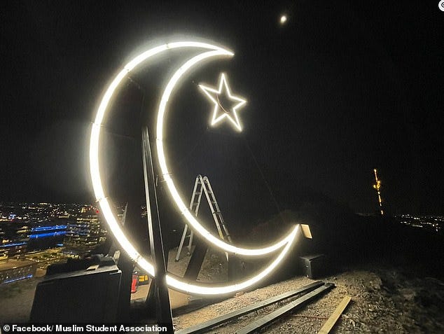 On Tuesday, the City of Tempe announced that the crescent moon symbol displayed atop A Mountain for Ramadan was found 'completely destroyed' after being reinstalled just years ago