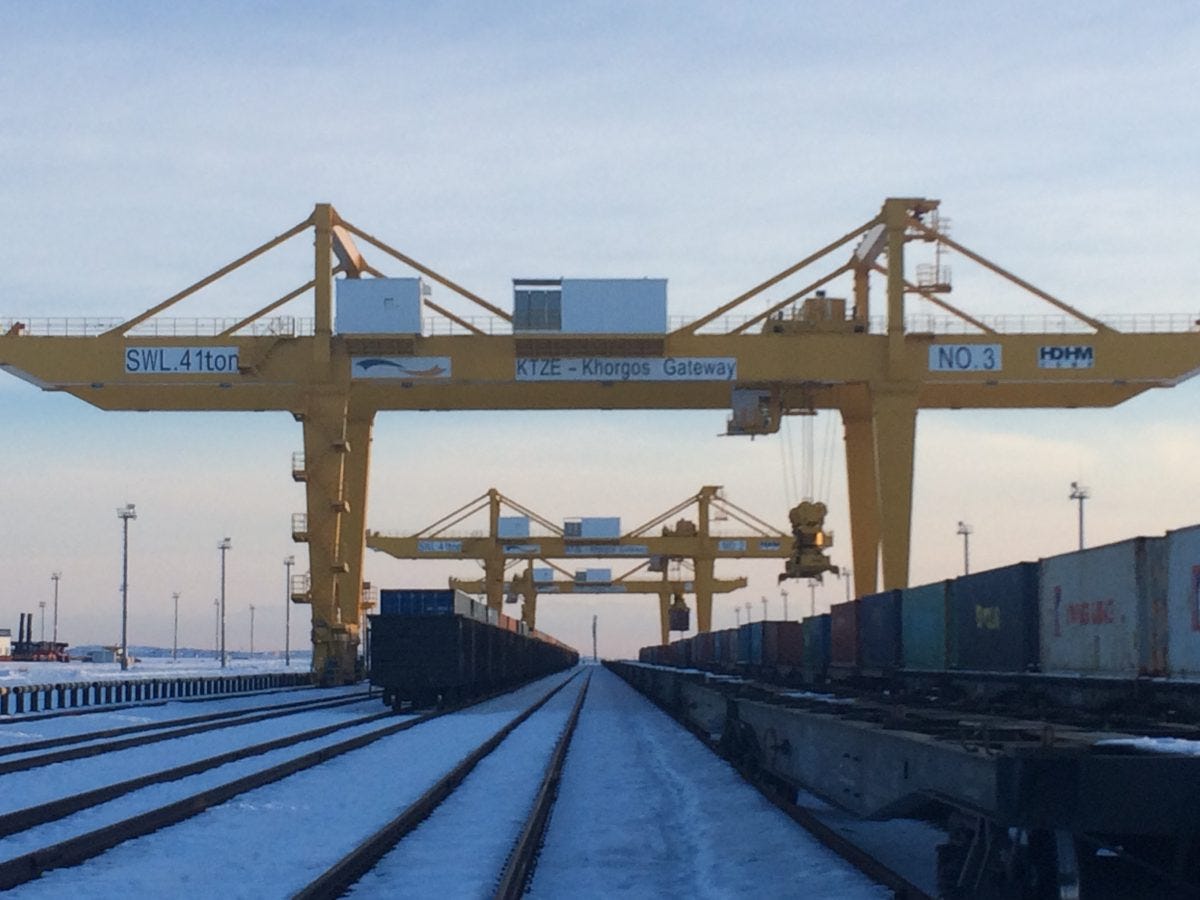 The Khorgos Gateway dry port in February 2017. Image: Wade Shepard. The Khorgos Gateway dry port in February 2017. Image: Wade Shepard.