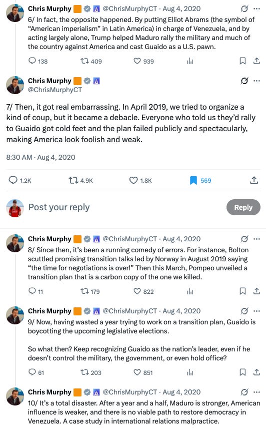 Chris Murphy admitting to plotting a coup against Maduro.