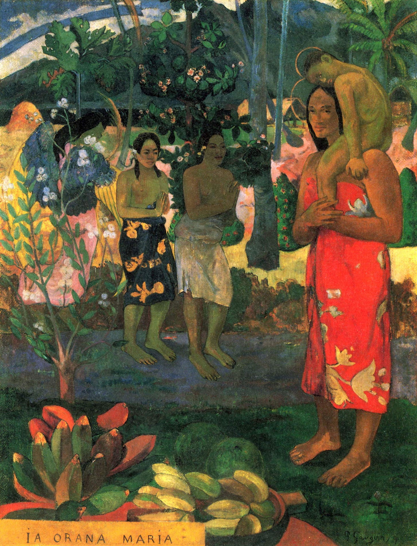Paul Gauguin, Ia Orana Maria (1891; olio su tela, 113,7 x 87,7 cm; New York, Metropolitan Museum of Art)

