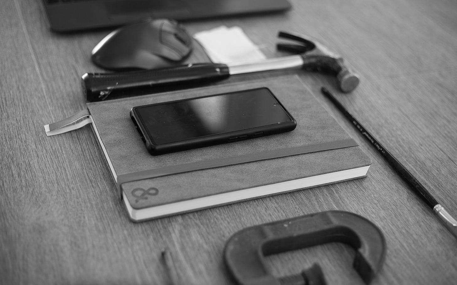 A still life of modern tools