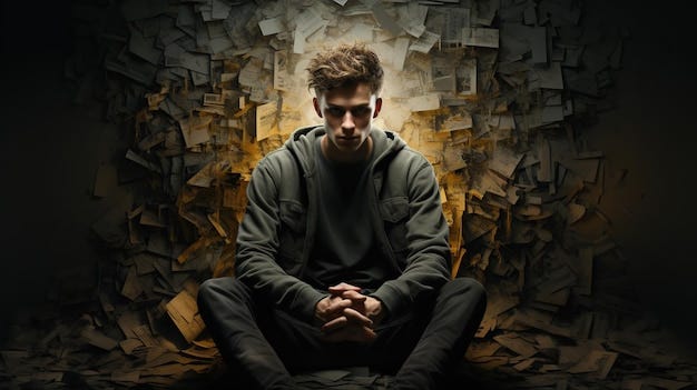 Man feeling stressed unhappy and frustrated Blue Monday concept | Premium  AI-generated image